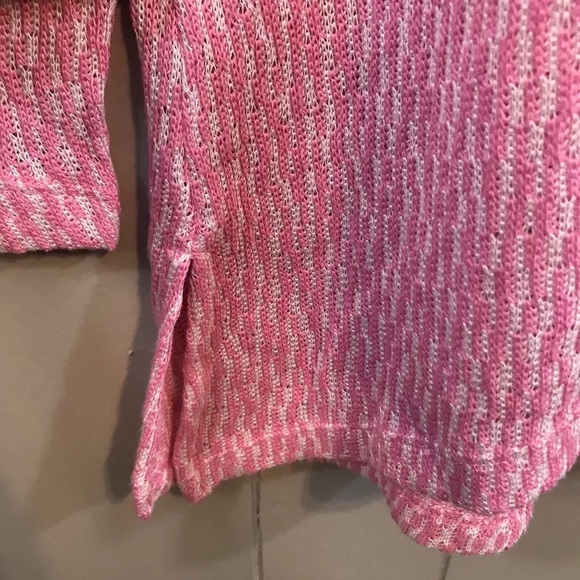 Chelsea & Theodore Pink White Knit Relaxed Fit Long Sleeve Casual Sweater - Picture 5 of 7